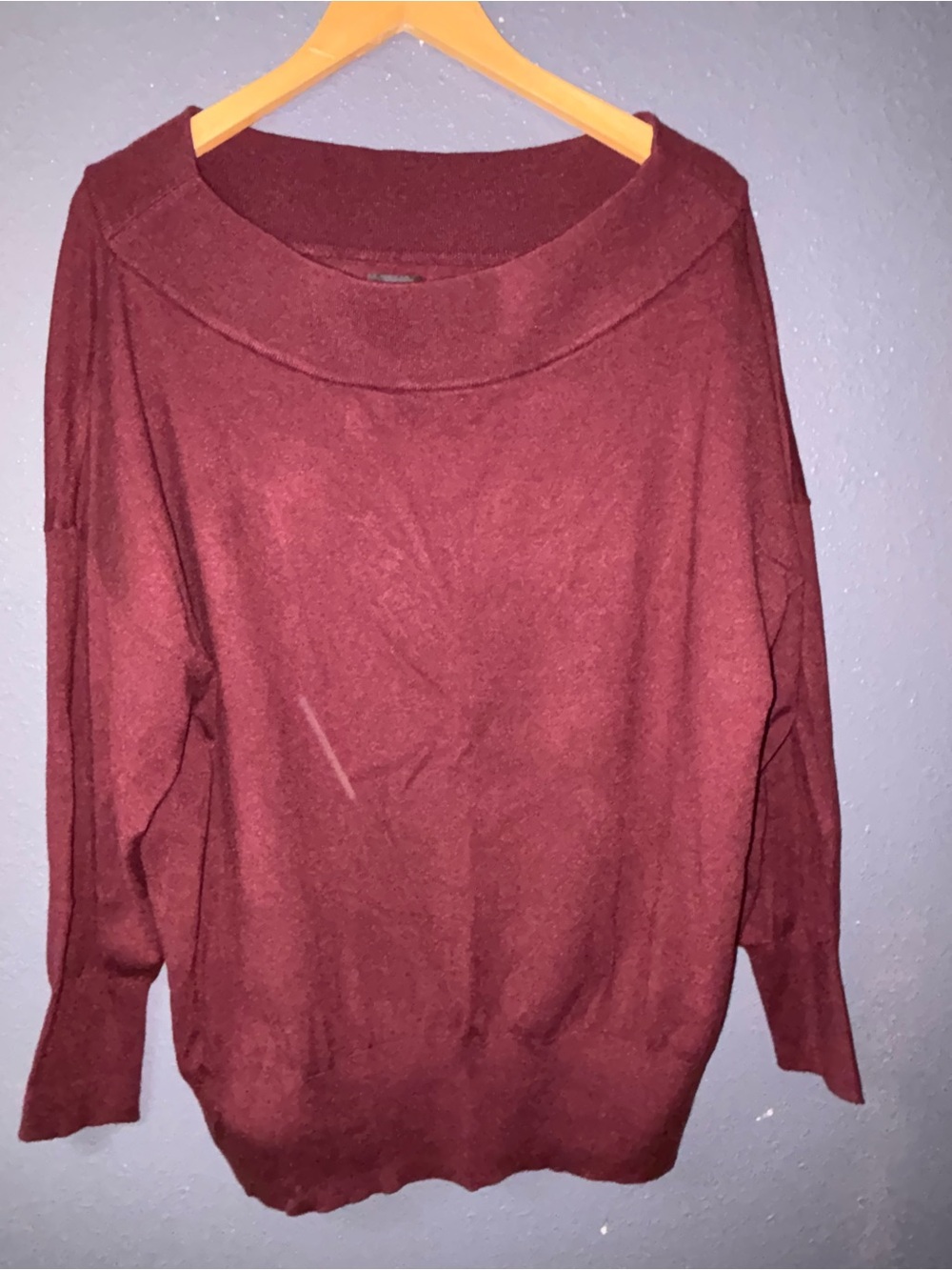 NWT Off-the-Shoulder Burgundy Sweater